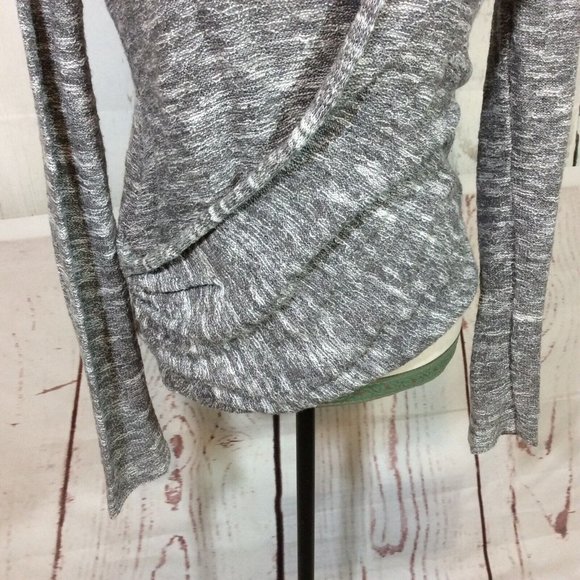 2/$30 Free People Gotham Faux Wrap Sweater Gray Ruched Long Sleeve Boho - Picture 8 of 13